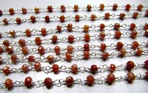 Natural Brown Brass AB Coated 3-4mm Rondelle Faceted Beaded <b>Rosary</b> Wire Wrapped Chain - Product Image 3