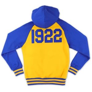 Sudadera con Capucha Azul Real Premium con Bordado Personalizado de Escudo y Diseño de Letras Griegas, Cálida, Informal, Estilo Universitario y Urbano - Product Image 2
