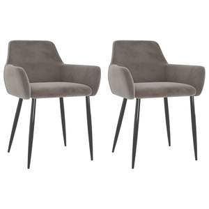 Juego de 2 Sillas de Comedor de Terciopelo Gris Claro 100% Poliéster con Estructura Metálica - Product Image 1