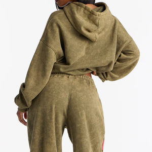 Conjunto Deportivo de Mujer de Primera Calidad, 100% Algodón, para Exteriores, Sudadera con Capucha y Pantalones Deportivos con Estampado Puff, Transpirable y Ligero - Product Image 2