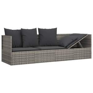 Cama de Exterior de Ratán Sintético Gris, Tela con Acabado en Polvo, Elegante Tumbona de Acero - Product Image 6