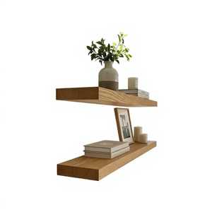 Set 2 Dark Wood Floating Shadow Box <b>Shelves</b> Rectangular Wall Storage Display Rack Living Room Organizer Flower Pot <b>Adjustable</b> - Product Image 6