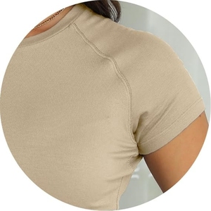 T-shirts décontractés pour femmes, vêtements de sport respirants, jersey doux et extensible, manches courtes raglan, coupe ajustée, logo personnalisé - Product Image 6
