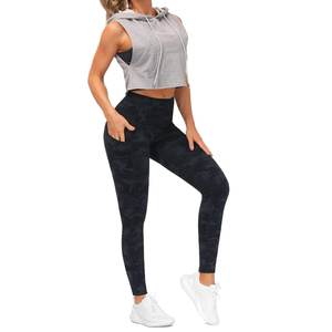 High Waist Full Length Printed <b>Leggings</b> <b>Women</b> Sporty Stretch Breathable Yoga Pants With Pockets Camo <b>Pattern</b> Knitted Activewear - Product Image 1