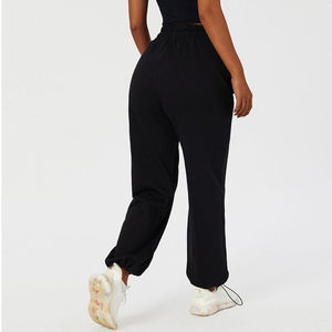 Streetstyle 100% Cotton Women's Breathable Casual Elastic Waist Fleece Pants Lightweight <b>Drawstring</b> Mid Waist Adults <b>Trousers</b> - Product Image 6