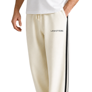 <b>Men</b>’s Fleece Jogger Sweatpants Side Stripe Casual Straight Leg <b>Trousers</b> Drawstring Sports Pants Custom Logo Streetwear - Product Image 3