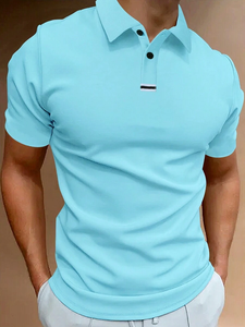 T-shirt décontracté à manches courtes pour homme, couleur contrastée, style estival (coupe aléatoire), formel - Product Image 1