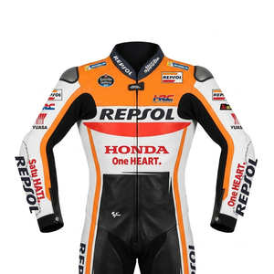 เสื้อแจ็คเก็ตแข่งรถมอเตอร์ไซค์ Marc Marquez MotoCP รุ่น Zonda ทำจากหนังวัว/หนังจิงโจ้ ตัดเย็บตามสั่ง เสื้อแจ็คเก็ตหนังแท้แบบเจาะรูสำหรับแข่งรถ/Chaqueta - Product Image 1