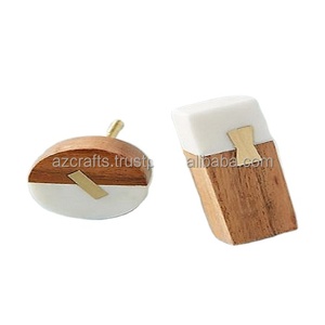 Boutons de tiroir modernes et polyvalents en bois perlé et résine pour meubles pour cuisine chambre à coucher salle de bain hôtel salon - Product Image 1