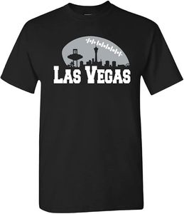 Camiseta con el Horizonte de Las Vegas, Negra, de Algodón, Diseño Bordado a Máquina, Souvenir - Product Image 1