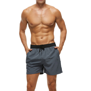 Summer <b>Men's</b> Casual Breathable Knitted Swimwear Shorts 100% Cotton Elastic Waist Quick Dry Beach Swim <b>Trunks</b> with Zipper Pockets - Product Image 4