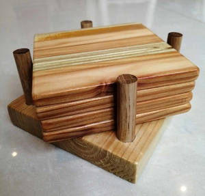 Posavasos de Madera para Regalo de Boda, Posavasos de Madera con Soporte, Posavasos de Bar de Estilo Moderno y Creativo - Product Image 1