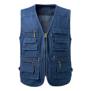 Chaleco vaquero para hombre, sin mangas, con cremallera, desgastado, rojo lavado, estilo japonés, cuello en V, estilo único de otoño, buena calidad, personalizado - Product Image 6