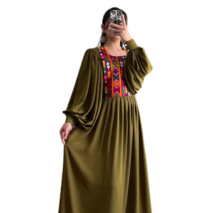 Vestido Afgano Kuchi de Encaje y Chifón Personalizado, Transpirable, Lavable, Largo hasta el Suelo, Vestidos Casuales, Ropa Étnica, Vestido Afgano Kuchi - Product Image 5