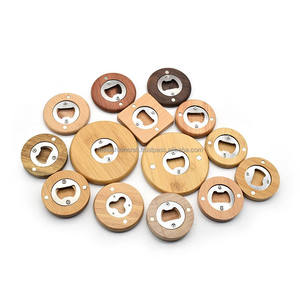 Décapsuleur en bois DIY rond avec aimant de réfrigérateur et sous-verre décoratif pour cadeaux de mariage et de fête - Product Image 2