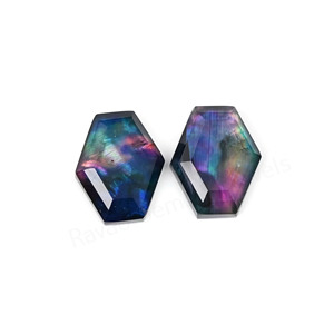 <b>Abalone</b> <b>Shell</b> Quartz Hexagon Step Cut High Polish 10x16mm Loose Cabochon Flatback Gemstone Jewelry Making Charm Pendant Necklace - Product Image 3