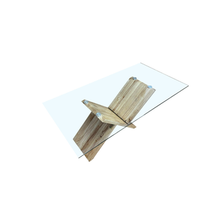 Mesa de Centro Pequeña Moderna de Madera Maciza con Tapa de Vidrio Ovalada, Estilo Arquitectónico, de Doble Capa, para Sala de Estar o Comedor - Product Image 5