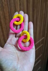 Boucles d'oreilles pendantes Jstar multicolores faites à la main pour femmes, perles de verre écologiques, couleurs personnalisables, style tendance, mariages HF - Product Image 2