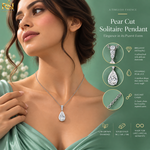 Collar con Colgante de Diamante Cultivado en Laboratorio con Corte de Pera |   Cadena de Lágrima en Oro Sólido de 9K, 14K y 18K, Joyería Fina, Pieza Moderna y Elegante - Product Image 5