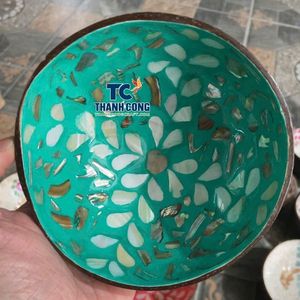 Artículos Populares: Tazones Ecológicos de Cáscara de Coco, Suministro al por Mayor, Hechos a Mano, Verde Esmeralda Floral, Mejor Precio - Product Image 1