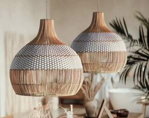 Lampes suspendues en raphia jaune clair, élégantes, de style bohème, nouveau design, en jonc de mer et jute, tissées à la main, exportées par un fournisseur du Bangladesh - Product Image 5
