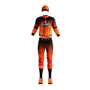 Men's Baseball Uniform Set Black Orange Full Sleeve Sublimated Moisture Wicking Fitted All Seasons Apparel - Product Image 4