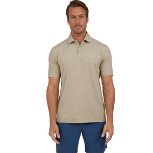 Chemise décontractée pour homme en coton 100% beige à manches courtes, tricotée, coupe classique, respirante, séchage rapide, couleur unie - Product Image 5