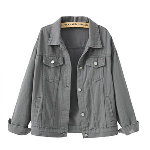 Veste en jean unie décontractée et respirante pour femme, coupe ample, tendance, printemps, automne, hiver - Product Image 3