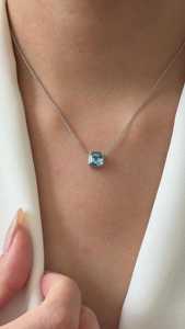 จี้เพชรพร้อมสร้อยคอ ทองคำแท้ 10K 14K ทรง Asscher ประดับพลอยเพาะเลี้ยงในห้องปฏิบัติการ ฝังแบบ Bezel สร้อยแบบ Layering เครื่องประดับชั้นดี 1.12 กะรัต - Product Image 3