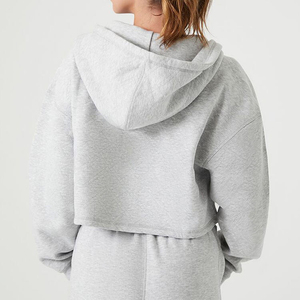Sudadera con capucha para mujer, con cremallera completa, de algodón grueso, estilo oversize, informal, para streetwear, con bolsillos y logotipo personalizado - Product Image 3