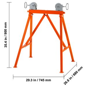 45# Steel Seamless Pipe Stand with <b>Roller</b> Head Load Capacity 2500 LBS for 2-36 Inches Pipes - Product Image 2