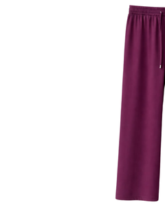 Pantalones Deportivos Anchos Color Morado Ciruela para Mujer, Cintura Elástica con Cordón, Pantalones Casuales Holgados, Fabricante OEM, Suministro al por Mayor - Product Image 2