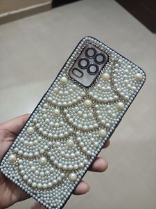 Étui de téléphone rectangulaire en satin de luxe classique, écologique, brodé, perlé et à pompons pour iPhone 11 12 13 14 15 16 17 Pro Max - Product Image 5