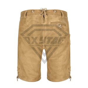 Premium Authentic Bavarian Lederhosen Men German Octoberfest Costume Genuine Suede Leather Shorts with Embroidery <b>Suspender</b> Set - Product Image 6