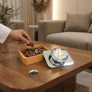 Quemador de Incienso Cuadrado de Madera con Recipiente de Metal, Porta Incienso Árabe con Fragancia de Oud, Decoración Moderna para Mesa, Hogar, Ramadán - Product Image 2