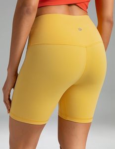 Shorts Deportivos de Cintura Alta para Mujer, Color Amarillo Sólido, Tejido Elástico, Ajuste Deportivo, Cintura Elástica, Sin Costuras - Product Image 6