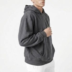 Sudadera con Capucha Unisex Extra Grande, Bordada, Forrada, de Algodón Gris, Felpa Francesa, Corte Regular, Informal, para Primavera - Product Image 3