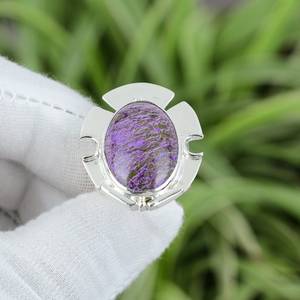 Handmade Purpurite <b>Ring</b> Oval Gemstone 925 Sterling Silver Boho Jewelry Size 8 Unique Elegant Fashion <b>Ring</b> - Product Image 1