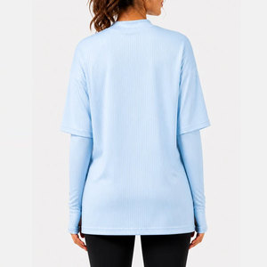 Camisetas Deportivas Personalizadas para Mujer, de Poliéster, Material de Alta Calidad, Tejido Acanalado Elástico, Ropa Deportiva, Camiseta Lisa - Product Image 2