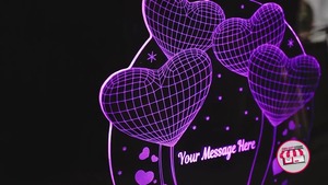Premium Quality Personalized 3D Illusion Multi-Color LED Night Lamp with Circle and <b>Balloon</b> Heart Design Available For Sale - Product Image 5