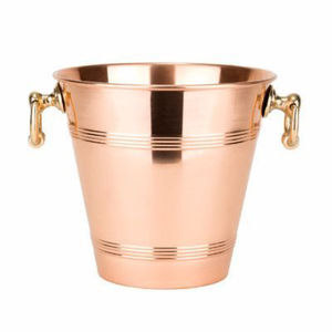 Cubo de hielo de cobre macizo de primera calidad con asas de latón, elegante enfriador de vino y bebidas para el hogar, bar y eventos al precio más bajo. - Product Image 1