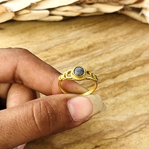 Bague Bohème en Laiton Plaqué Or 18 carats pour Femme, Motif Corail Bleu Tendance, Bijoux Gothiques Célestes Phases de Lune, Vente en Gros/OEM/ODM - Product Image 4