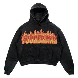 Mens Acid <b>Wash</b> Hoodie 350 GSM Heavyweight 100 Cotton French Terry White Vintage <b>Wash</b> for <b>Screen</b> Print Custom Embroidery - Product Image 5
