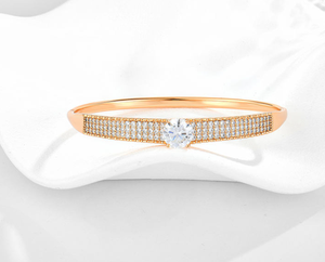 Brazalete de Plata de Ley 925 Chapado en Oro Rosa con Circonita, Corte Brillante Redondo, para Regalo de Boda - Product Image 3