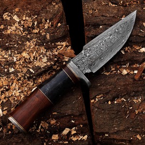 Custom Handmade Damascus Steel Full Tang Skinner Hunting <b>Knife</b> Outdoor Multifunction <b>Knife</b> With Rosewood & <b>Bone</b> <b>Handle</b> - Product Image 4