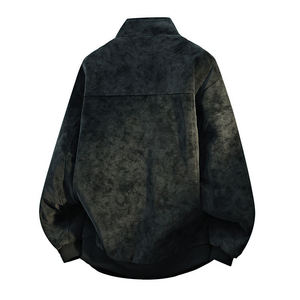 <b>Men's</b> <b>Suede</b> Bomber <b>Jacket</b> Stand Collar Casual Loose Fit Zipper Closure Faux Fur Lining Winter Wear Regular Sleeve - Product Image 6