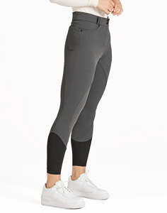 Culotte d'équitation taille haute pour femme, gris, coupe ajustée avec fermeture boutonnée et poches standard - Product Image 3