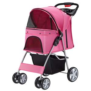 TH-PPS-317 Portable Four Wheel Pet Stroller with Removable <b>Cushion</b> and Strong Frame for <b>Long</b> Lasting Use - Product Image 1