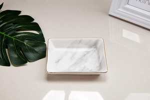 Plateau de service et de présentation décoratif de luxe en marbre antique de Calcutta Viola, fait main et de style moderne - Product Image 2