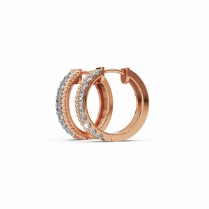 Elegantes Pendientes de Aro de Oro Rosa con Diamantes y Diseño Minimalista para la Moda Diaria de la Mujer y un Estilo de Joyería Sofisticado - Product Image 4